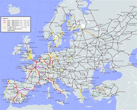MAP Map of Train in Europe